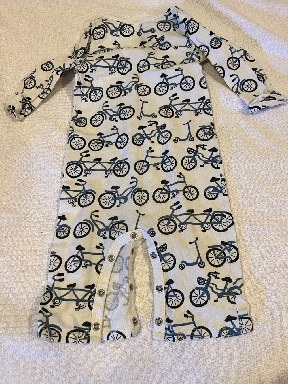 Winter water factory Cream Bicycle Print Kids One-Piece Romper 12m